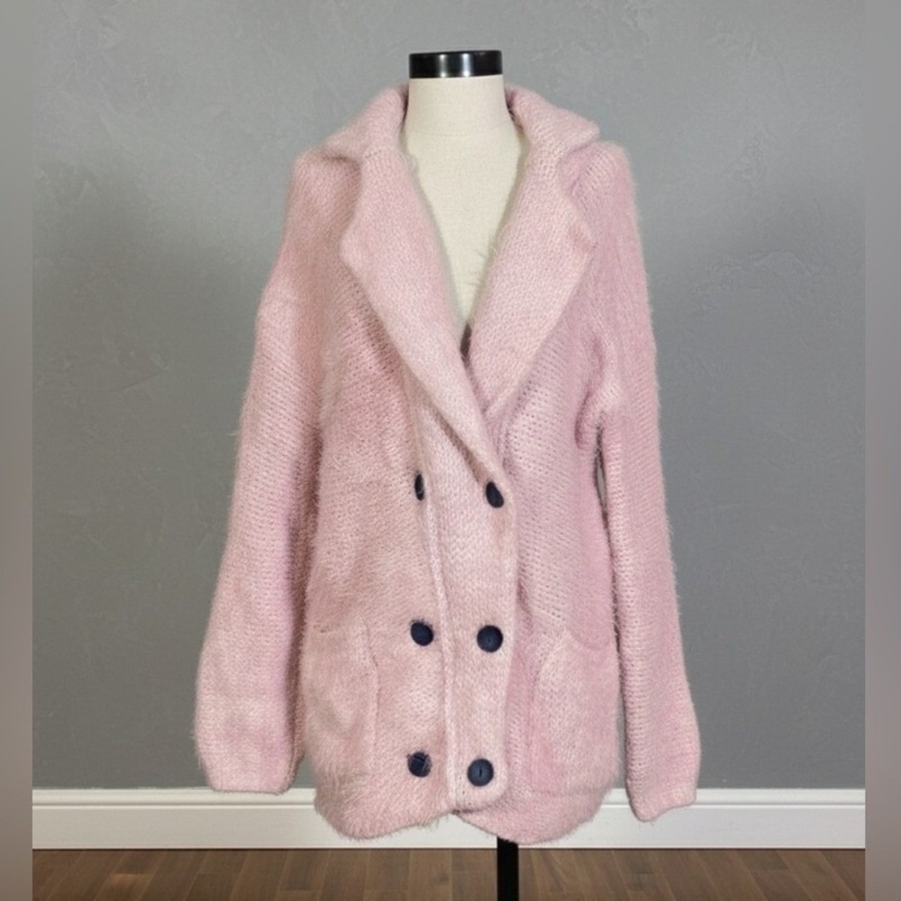 Fuzzy Pink Coat Small/Medium Cozy Warm Sweater